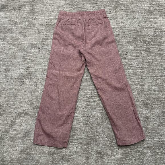 Athleta Pants Womens 10 Mauve Elastic Waist Drawstring Cabo Wide Leg Linen - Picture 4 of 11